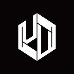 VU Logo monogram with hexagon inside the shape design template