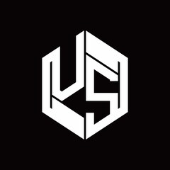 VS Logo monogram with hexagon inside the shape design template