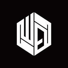 WQ Logo monogram with hexagon inside the shape design template