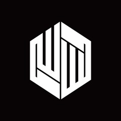 WW Logo monogram with hexagon inside the shape design template