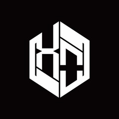 XO Logo monogram with hexagon inside the shape design template