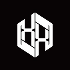 XX Logo monogram with hexagon inside the shape design template