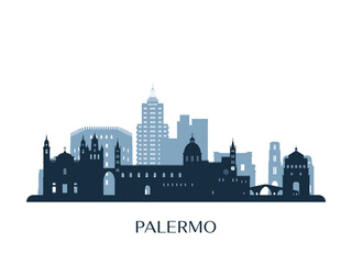 Palermo skyline, monochrome silhouette. Vector illustration.