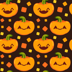 Orange pumpkin icons pattern. Halloween Pumpkin seamless background. Seamless pattern vector illustration