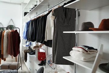 Stylish interior of modern clothes store