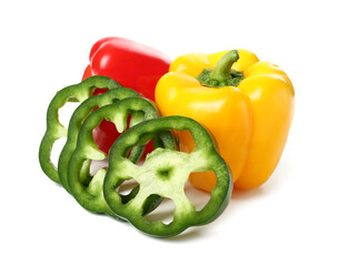 Fresh bell peppers on white background