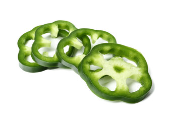 Cut bell pepper on white background