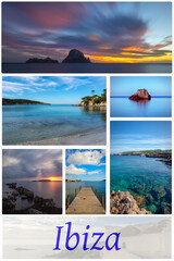 Collage with images of the island of Ibiza