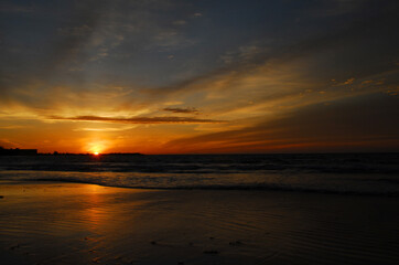 Naklejka na ściany i meble Sunset view at Panjang beach in Bengkulu Indonesia