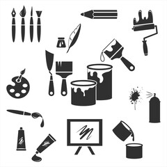 Set art icons isolated on white. Stencil collection. Vector stock illustration. EPS 10