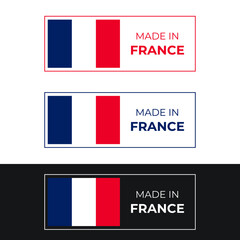Made in France illustration of French quality and warranty through a vector design based on red, white and blue flag