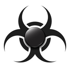 Biohazard symbol with hockey puck. Caution biological danger toxic sign. Soccer quarantined. Cancellation of sports tournaments. Vector illustration