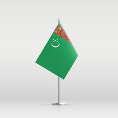 Turkmenistan flag state symbol isolated on background national banner. Greeting card National Independence Day of the republic of Turkmenistan. Illustration banner with realistic state flag.