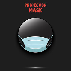 Hockey puck with a protection mask. Caution! wear protection mask. Risk disease. Cancellation of sports tournaments. Pattern design. Vector illustration