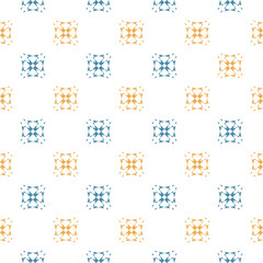 Geometric tiled seamless vector pattern inspired by Portuguese ceramic tiles Azulejos. Regular repeating background for wallpaper, interior design surfaces and textiles.  