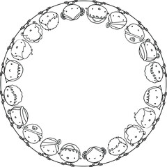 vector boys and girls with circle border background