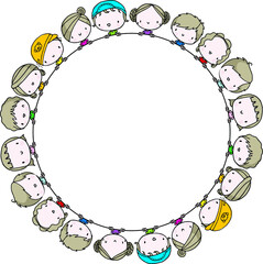 vector boys and girls with circle border background