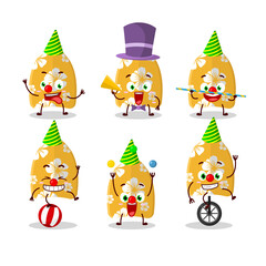 Cartoon character of surfing board with various circus shows