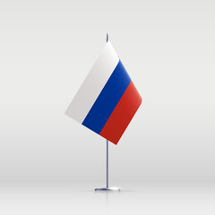 Russia flag state symbol isolated on background national banner. Greeting card National Independence Day of the Russian Federation. Illustration banner with realistic state flag of RF.