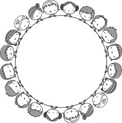 vector boys and girls with circle border background