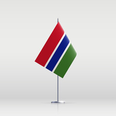 Gambia flag state symbol isolated on background national banner. Greeting card National Independence Day of the Republic of The Gambia. Illustration banner with realistic state flag.