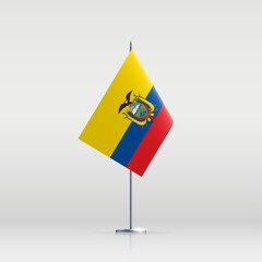 Ecuador flag state symbol isolated on background national banner. Greeting card National Independence Day of the Republic of Ecuador. Illustration banner with realistic state flag.