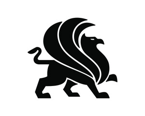 Griffin logo template, wing griffin icon vector