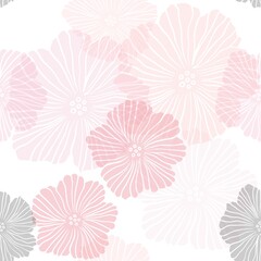 Light Pink vector seamless abstract design with flowers. Shining colored illustration with flowers. Template for business cards, websites.