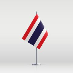 Thailand flag state symbol isolated on background national banner. Greeting card National Independence Day of the Kingdom of Thailand. Illustration banner with realistic state flag.