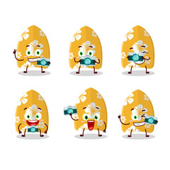 Photographer profession emoticon with surfing board cartoon character