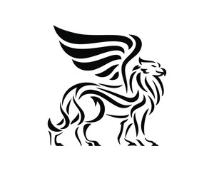 Griffin logo template, wing griffin icon vector, griffin tribal