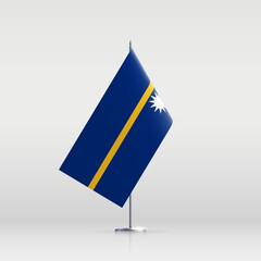 Nauru flag state symbol isolated on background national banner. Greeting card National Independence Day of the Republic of Nauru. Illustration banner with realistic state flag.