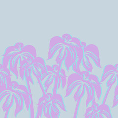 Fototapeta na wymiar Beautiful seamless flower pattern background with palm trees