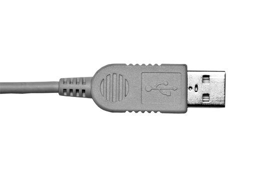 gray close up shot of usb cable isolated on white