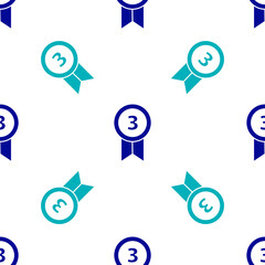 Obraz premium Blue Medal icon isolated seamless pattern on white background. Winner achievement sign. Award medal. Vector Illustration.