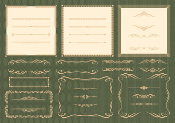 エレガント レトロ フレーム 飾り罫 背景 模様 装飾 素材 セット