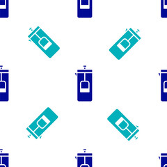 Blue French press icon isolated seamless pattern on white background. Vector Illustration.