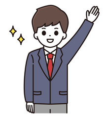 男子学生 挙手 イラスト