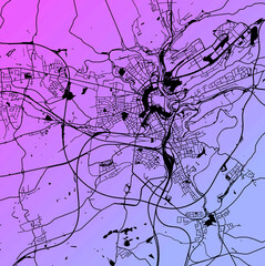 Luxembourg — urban vector city map of capital city with parks, roads and railways, minimalist town plan design poster, city center, downtown, transportation network, blueprint