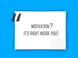 Quote motivation template with trendy style. Comma, Note, message and comment. Vector eps illustration
