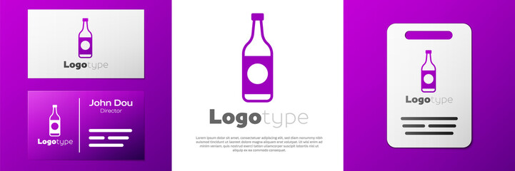 Logotype Beer bottle icon isolated on white background. Logo design template element. Vector Illustration.