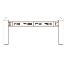 Fort Worth Stockyards sign in Fort Worth city in USA. illustration for web and mobile design.