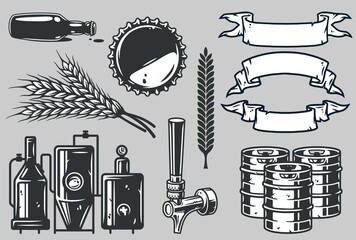 Bar tools spikelet, keg, bottle, factory, beer tap