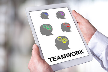 Teamwork concept on a tablet