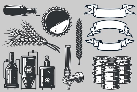 Bar tools spikelet, keg, bottle, factory, beer tap