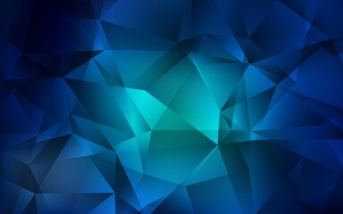 Dark BLUE vector triangle mosaic background. Elegant bright polygonal illustration with gradient. A completely new design for your leaflet.