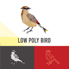 BIRD ANIMALS LOW POLY LOGO ICON SYMBOL SET. TRIANGLE GEOMETRIC POLYGON