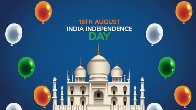 india independence day with taj mahal and balloons helium