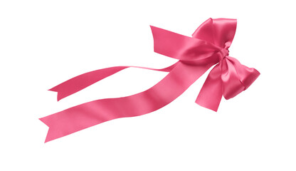 Pink ribbon with bow isolated on white