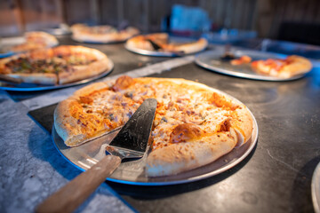 Delicious Wood Fired pizzas ready to be eaten